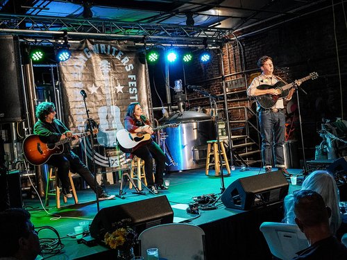 OPELIKA, ALABAMA - OCTOBER 12: Abe Partridge, Cat Ridgeway, and Dave Navarro perform during the 2022 Opelika Songwriters Festival on October 12, 2022, in Opelika, Alabama. (Photo by R. Diamond/Getty Images)